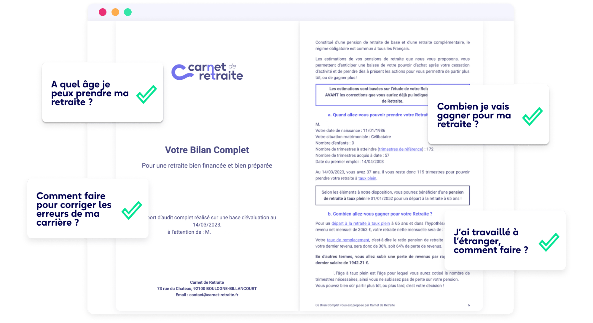 Carnet de Retraite - Bilan Retraite Carnet de Retraite