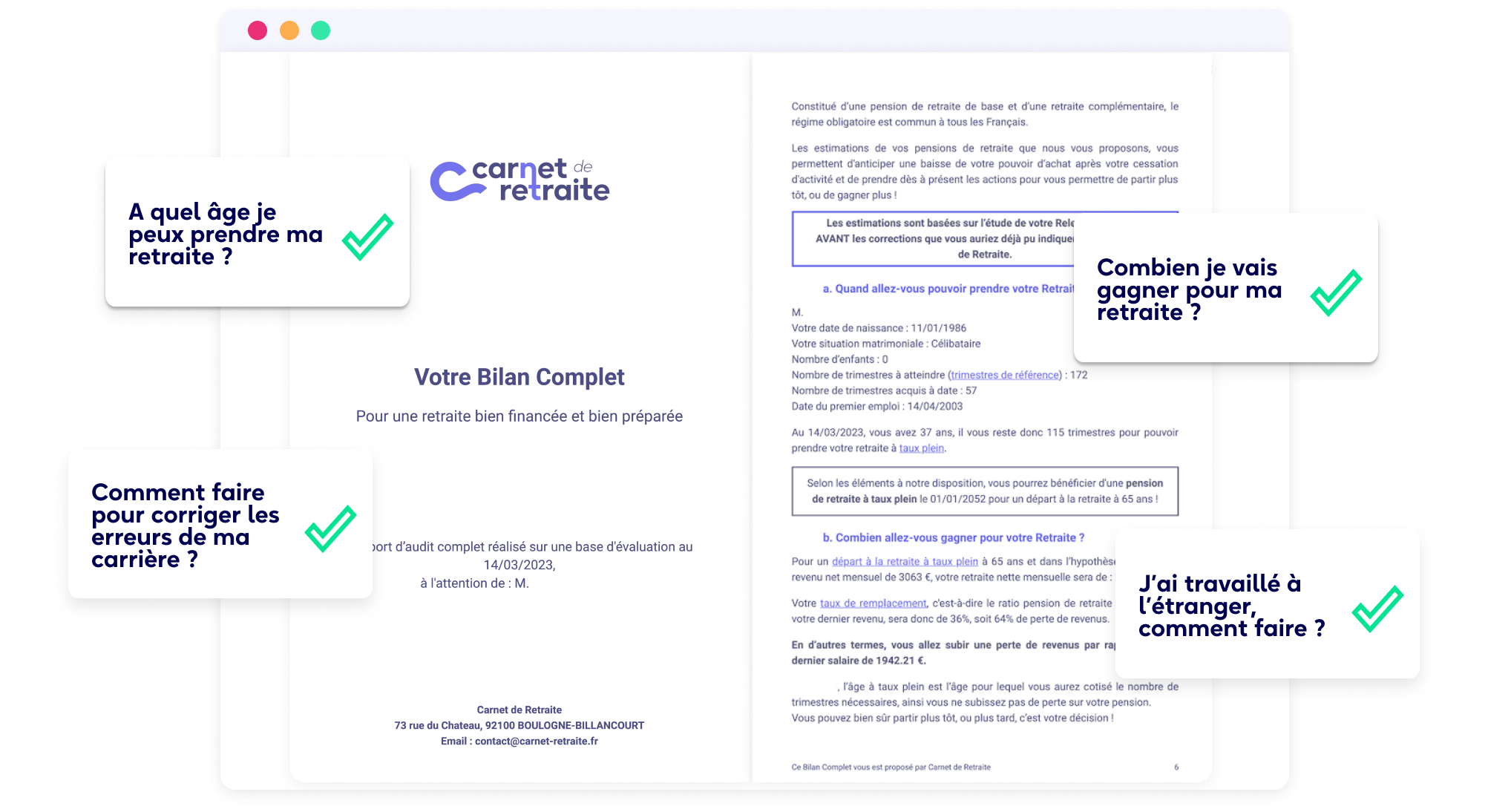 Carnet de Retraite - Bilan Retraite Carnet de Retraite