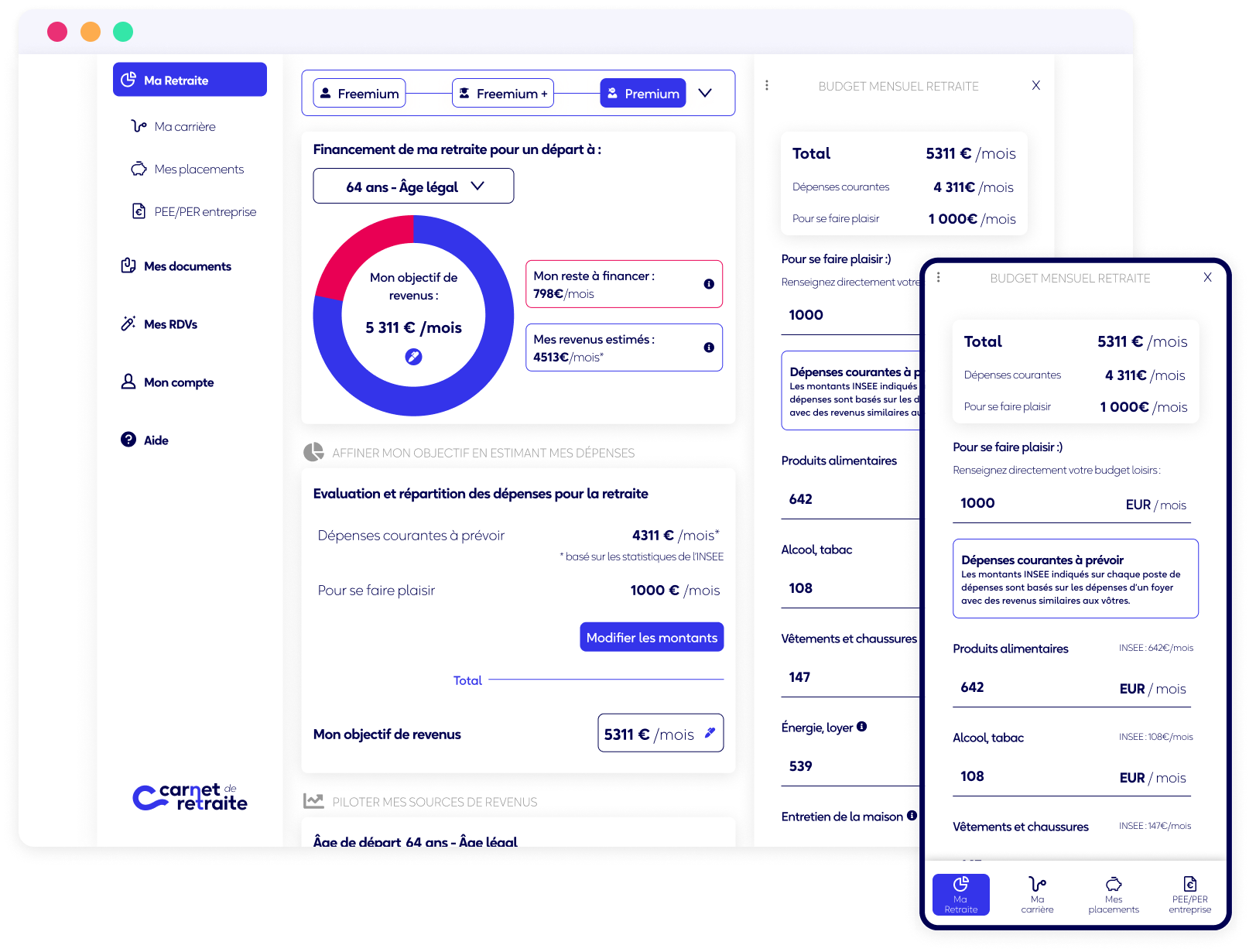 Carnet de Retraite - ma retraite à 360 degré - mobile et desktop