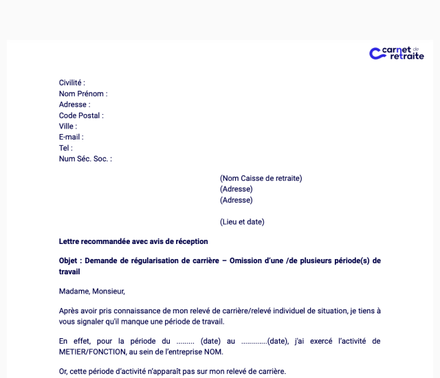 Carnet de Retraite - Bilan - Courriers experts