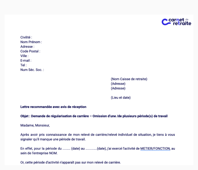 Carnet de Retraite - Bilan - Courrier