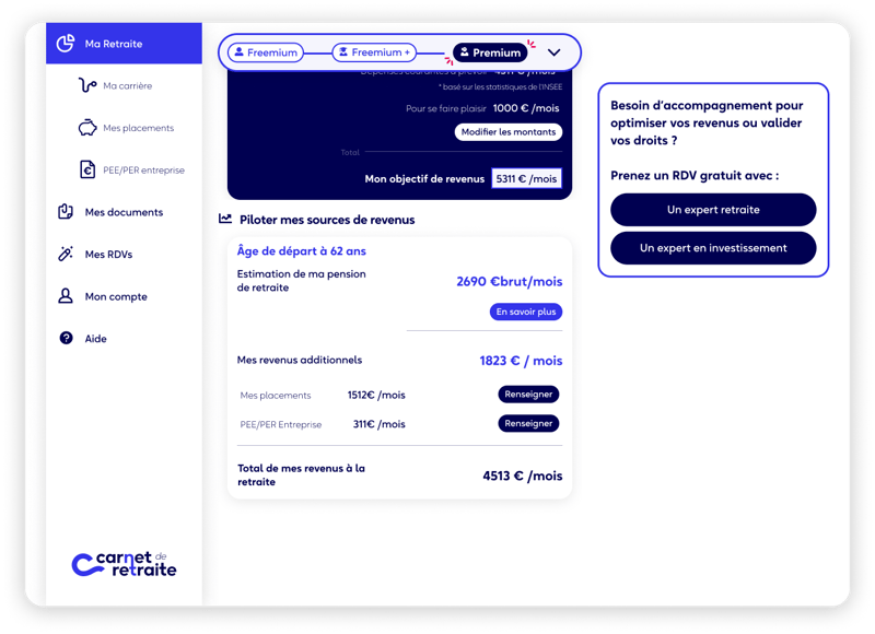 Aggrégateur de revenus pour la retraite